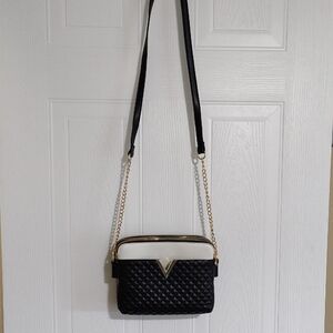 Elegant Black and White Quilted Crossbody Bag